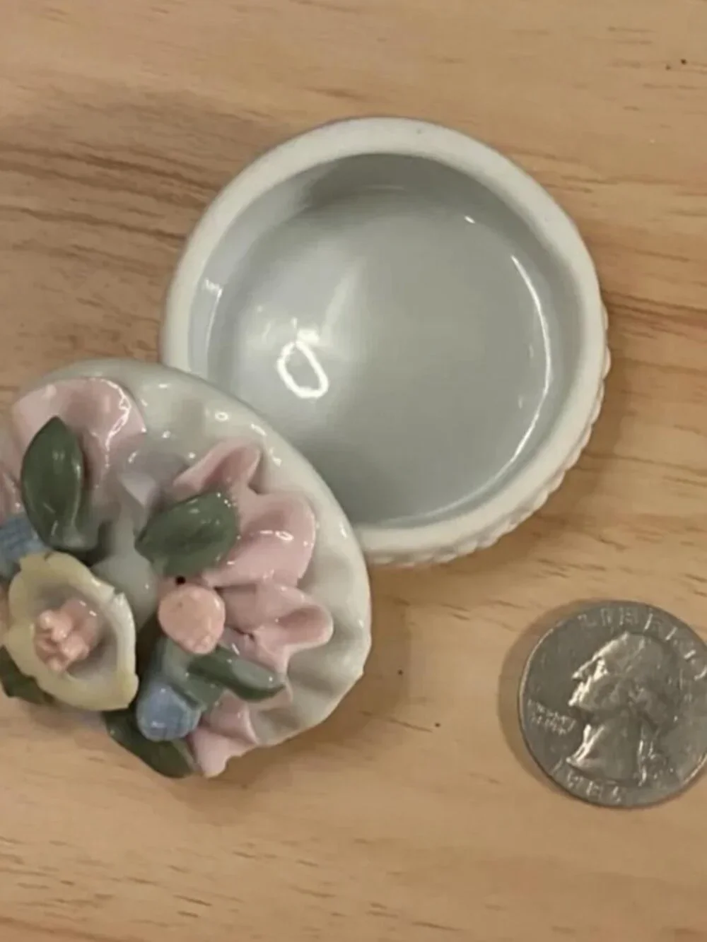 Tiny Vintage Floral Bone China Trinket Dish- No handle